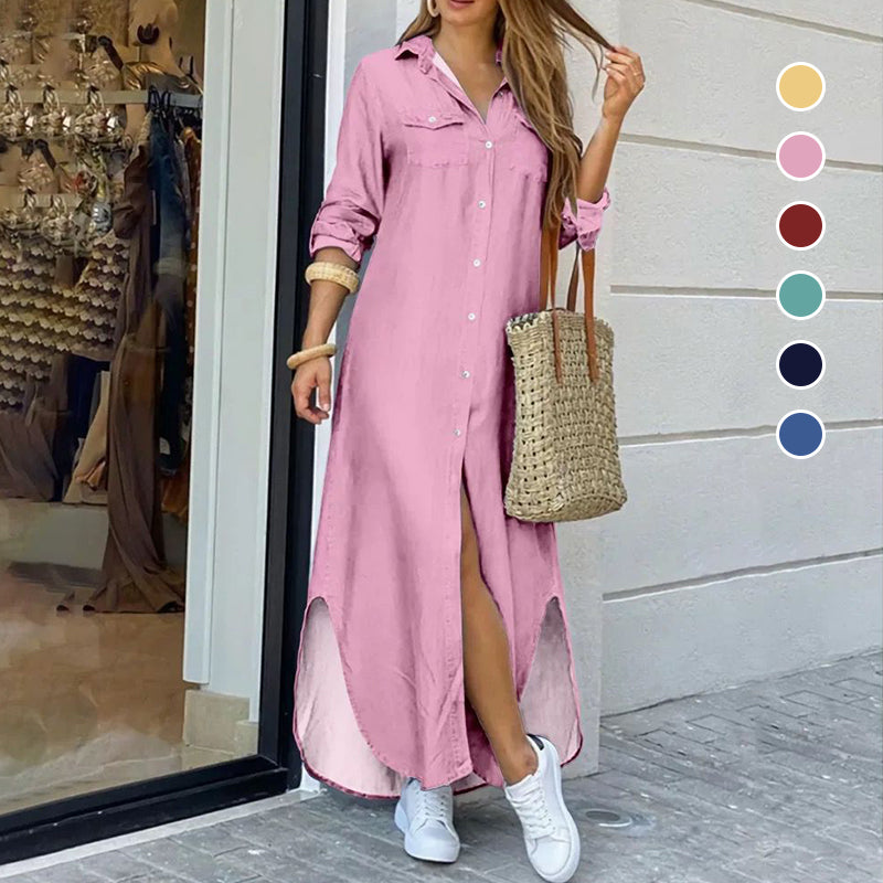Kvinnors Långärmad Skjorta Set Polyester Långa Byxor Casual