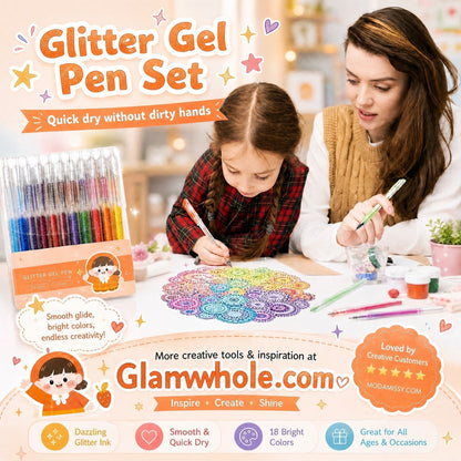 ✨🔥 REA! Glitter‑gelpenna set – skimrande bläck, smidig skrift & snabbtorkande för anteckningar, hantverk och barn!