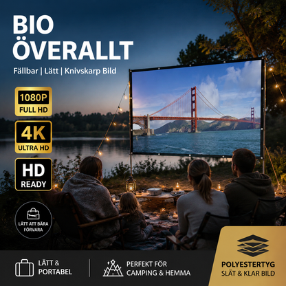 🎬 Vikbar antljus-projektorduk 100 tum – 4K/3D klar bild även i dagsljus!