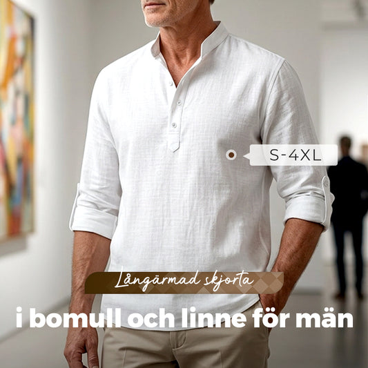 ⌛Reducerad med 50% 🔥Långärmad bomullslinne skjorta för män