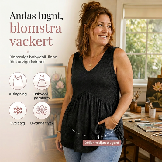 Kvinnors casual ärmlös topp med V-hals, volang och blommig
