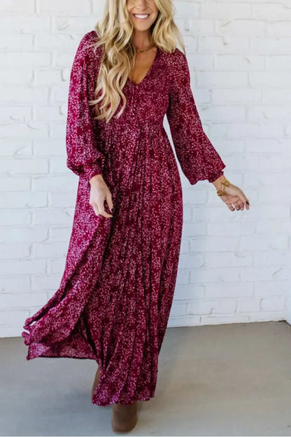 🌺60% RABATT NU! ✨ Blommig maxiklänning i rayon med smock och fodrad midja för dam – Smickrande passform, lätt tyg och elegant bohemisk stil 💃