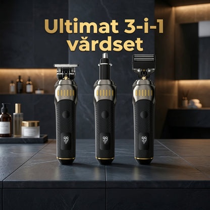 🌞VÅRREA 50% RABATT!🧔Luxe 3-i-1 professionell vårdset för män - T-skärmaskin, folieklippare & näsborstrimmer - Med LED-display & USB-laddbar
