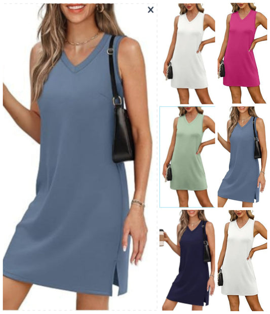 👗 Miniklänning för kvinnor med spetsig halsringning