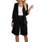 💕Elegant linne shorts och blazer set för kvinnor