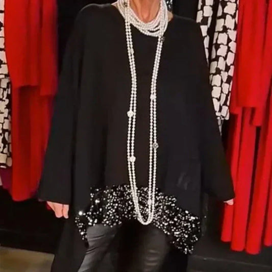 ✨Patchworktopp i paljettmönster med oregelbunden fåll👗