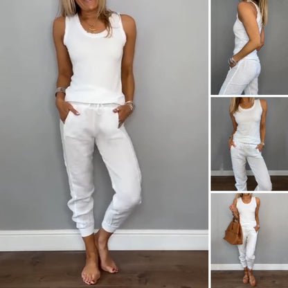 🔥2025 Ny 50% rabatt Hot Sale🔥Tvådelat casual set i enfärgade färger för kvinnor