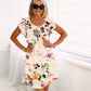 【S->5XL】🌸 Kaskadklänning med blommigt tryck i flera växter