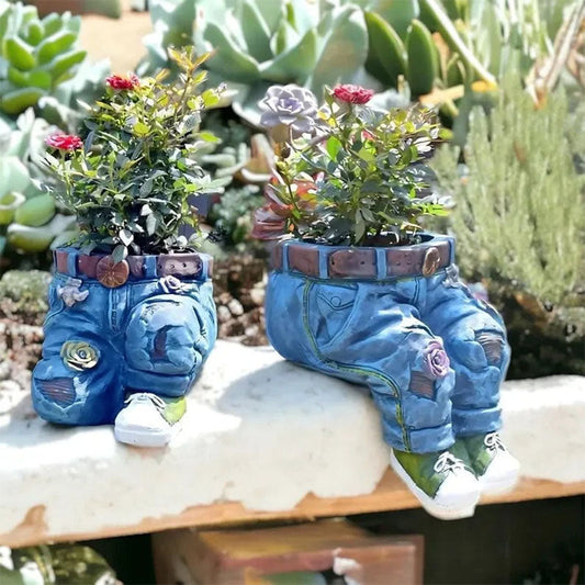 👖🌷🔥50% RABATT! Kreativ 3D-jeansformad blomkruka – Väderbeständig unik dekoration för balkong & trädgård!