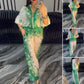 Elegant tvådelat set med dragkedja för kvinnor