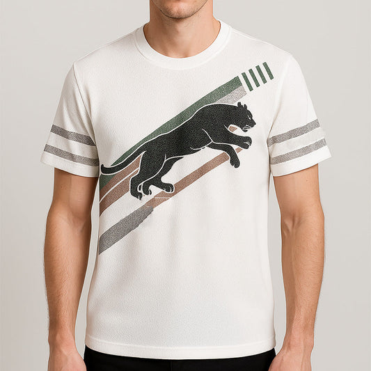 Kortärmad T-shirt med rund hals för män med tryck