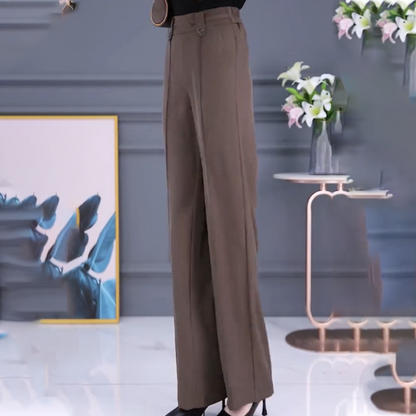 Casual byxor med hög midja med raka ben för kvinnor