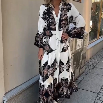 🌸Senaste veckan - 49% rabatt🌸Elegant tryckt lös klänning för kvinnor