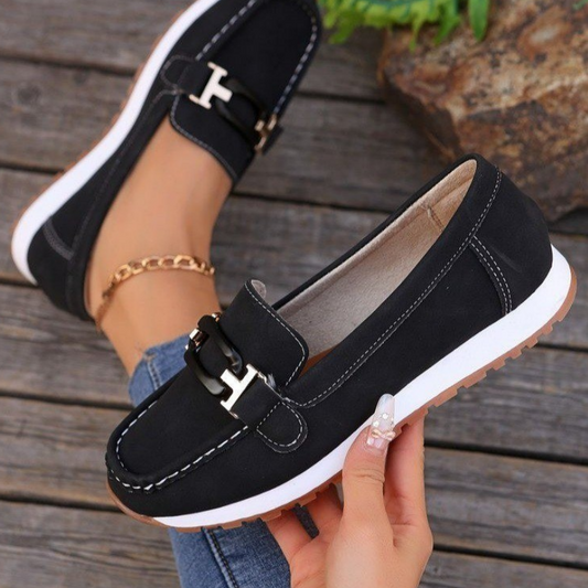 🥿✨Casual Loafers med tjock sula och ovandel i fuskmocka Ortopediska skor