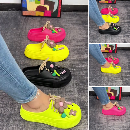 💖HETEREA 2025 49% RABATT🌈Damtofflor med andningsförmåga och blomsterdekoration🌴