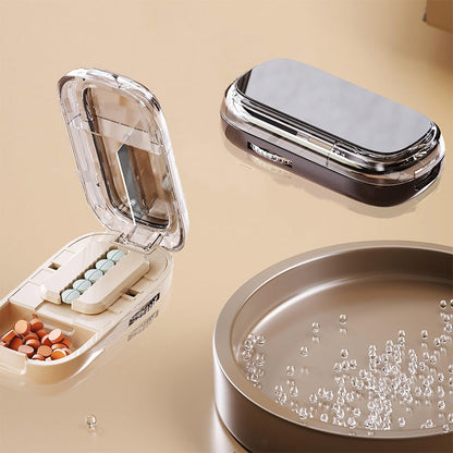 🔥Bärbar pillerburk med skärare