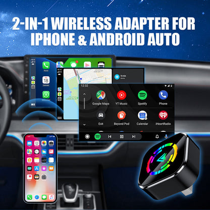 📱 50% REA NU! 🔥 2-i-1 Trådlös Adapter - Kompatibel med iPhone & Android Auto, Enkel Plug-and-Play Installation ✨