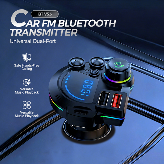 🚗 Universell FM-Bluetooth-sändare med Dubbla USB-portar – Trådlös Musikströmning & Handsfree-samtal 🔌
