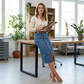 👗 50% RABATT! ⏳ Högmidjad Denimkjol med Knappar Fram – Klädsam A-linje, Justerbar passform & Klassisk stil 💙