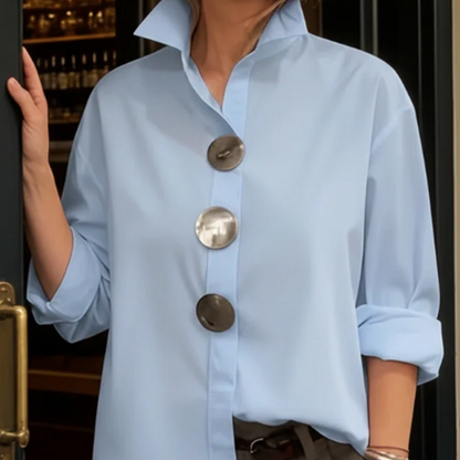 🌞Frühlingserwachen: 50 % rabatt!👚 Damblus med oversized passform och iögonfallande metallknappar – Knijpfest & mångsidig för alla tillfällen