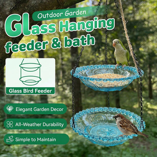🦜Vintage-stil hängande fågelfödan och bad
