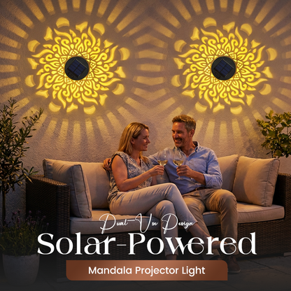 🌈 50% RABATT! ☀️ Solcellsdriven Mandala Projektorlampa – Färgglada Mönster, Vattentät & Automatisk för Trädgård & Uteplats 🌸