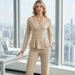 2-delat set med peplum-top och byxor för kvinnor