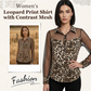 👚 50% RABATT! 🐆 Damblus med Leopardmönster & Kontrasterande Nät – Lång Ärm, Figursydd & Perfekt för Kontor till Kväll ✨