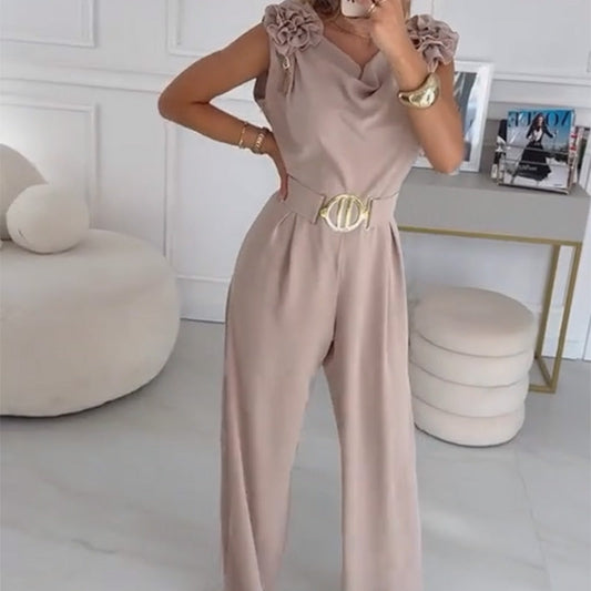 🔥🎁Nyhet 50 % RABATT🔥💖Ärmlös jumpsuit med blomstersmyckning för kvinnor🌸