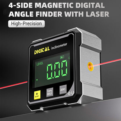 4-sidig magnetisk digital vinkelmätare med laser