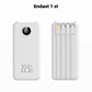 Snabbladdande powerbank med inbyggda kablar