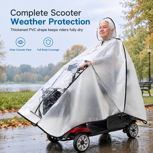 🌧️ REA! Förtjockad vattentät poncho för mobilitetsskotrar – håller förare & fordon torrt i regnväder