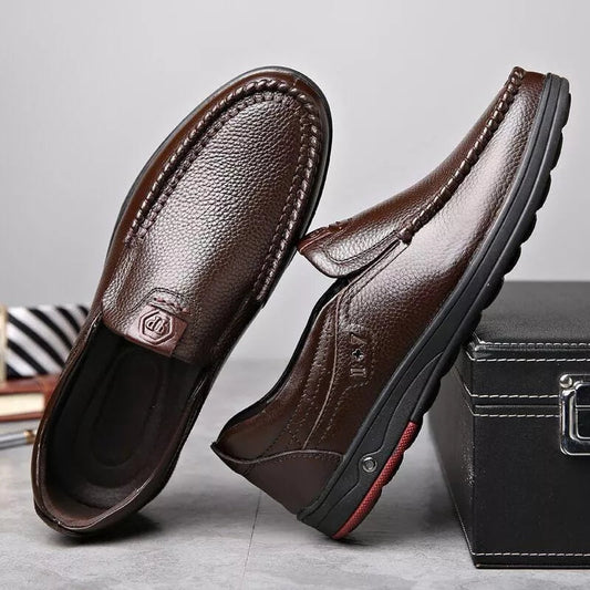 Gratis leverans - DRESSYE Loafers i äkta läder för män med mjuk innersula Casual Business Slip On Loafers