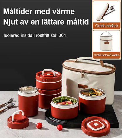 Isolerad lunchlåda i rostfritt stål för mikrovågsugn